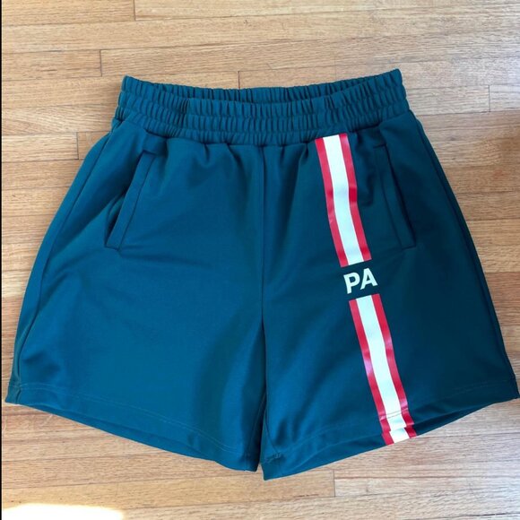 Palm Angels Bottle Green Logo Stripe Track Shorts SIZE XL